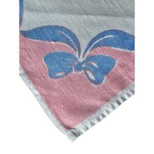Vintage Pink & Blue Ribbon Motif Linen Napkin 10.125” X 10.75” Replacement